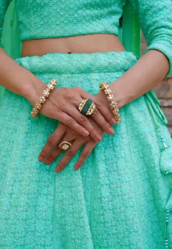 Embroidered Georgette Lehenga in Sea Green