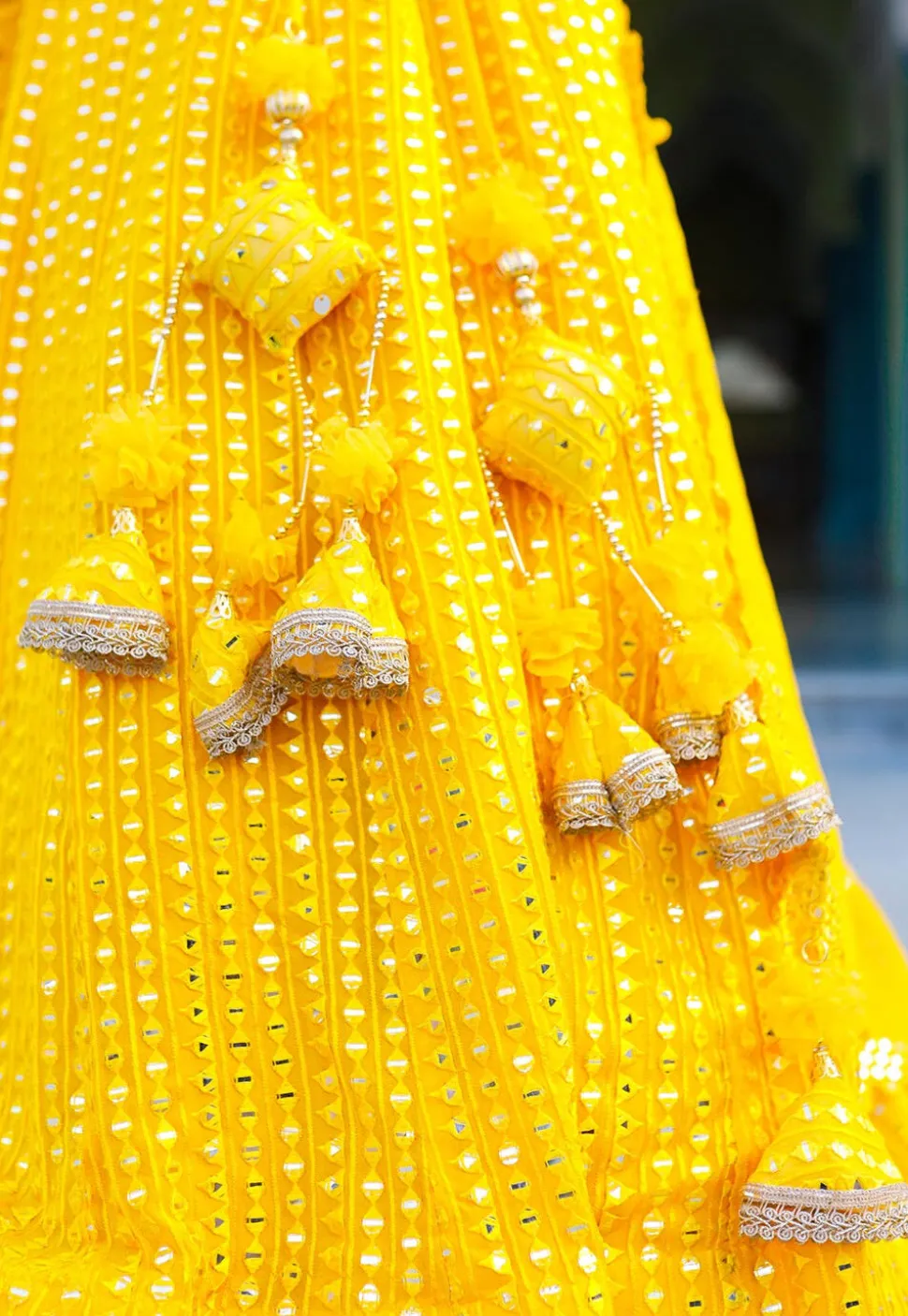 Embroidered Georgette Lehenga in Yellow