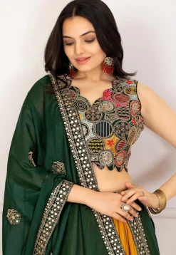 Embroidered Georgette Lehenga in Mustard