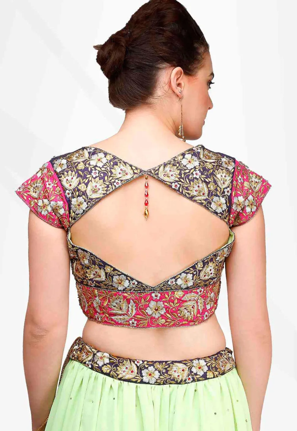 Embroidered Georgette Lehenga in Light Green