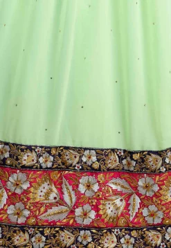 Embroidered Georgette Lehenga in Light Green