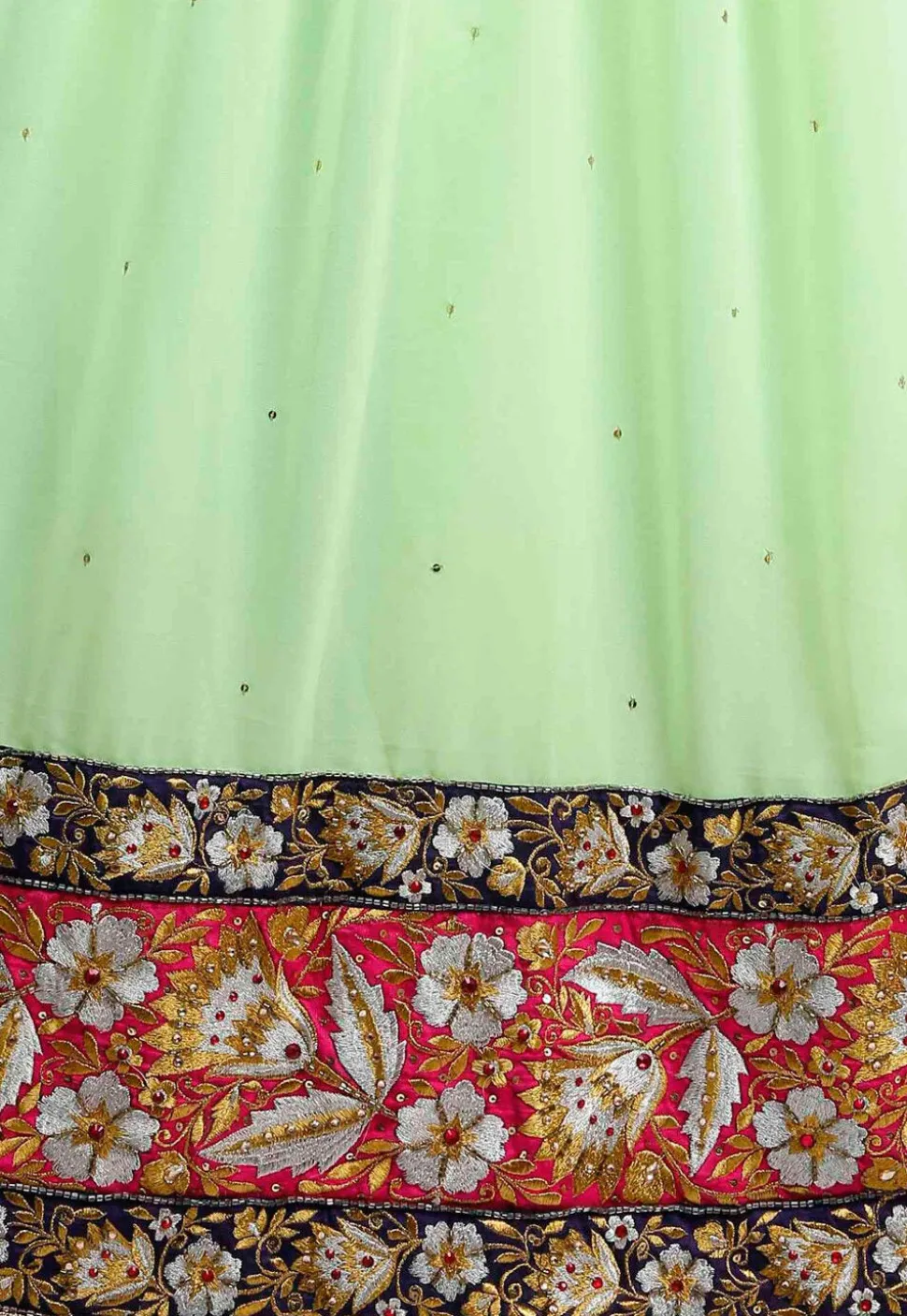 Embroidered Georgette Lehenga in Light Green