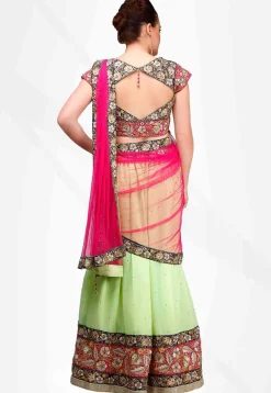 Embroidered Georgette Lehenga in Light Green