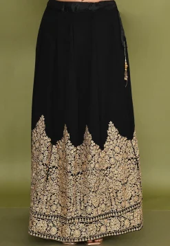 Embroidered Georgette Lehenga in Black