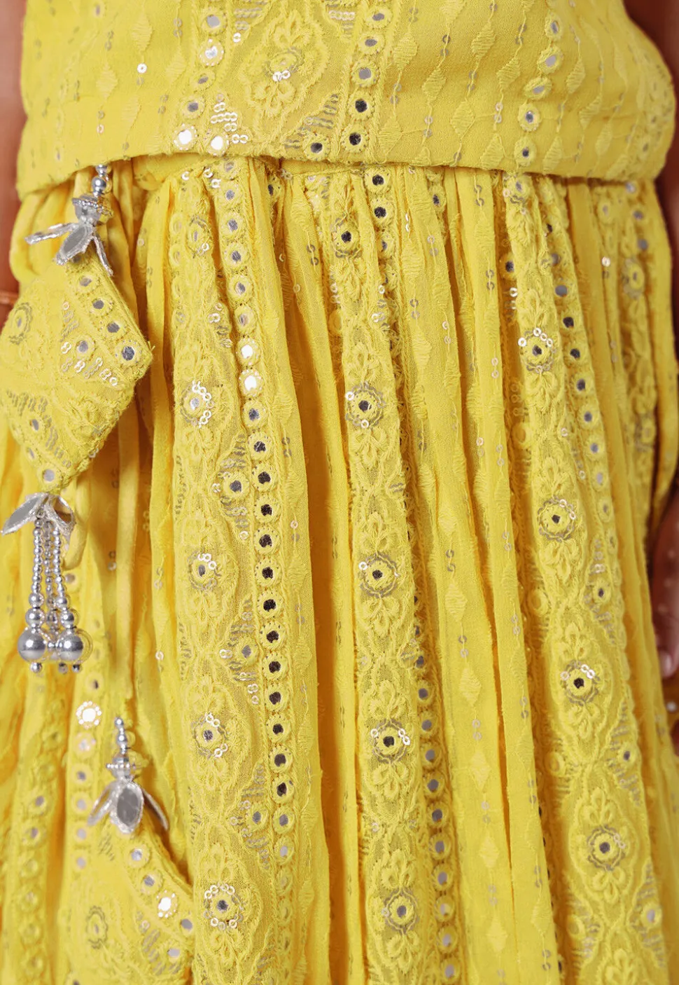 Embroidered Georgette Lehenga in Yellow