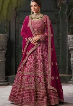 Embroidered Georgette Lehenga in Pink