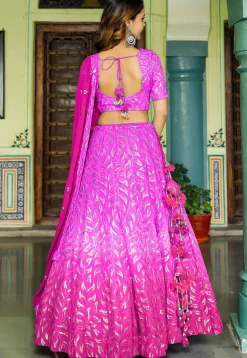 Embroidered Georgette Lehenga in Shaded Pink