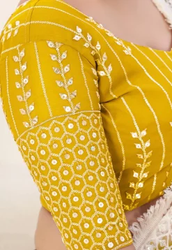 Embroidered Georgette Lehenga in Mustard