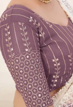 Embroidered Georgette Lehenga in Light Purple