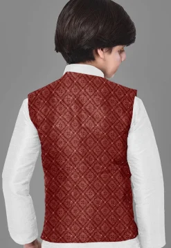 Embroidered Georgette Nehru Jacket in Maroon