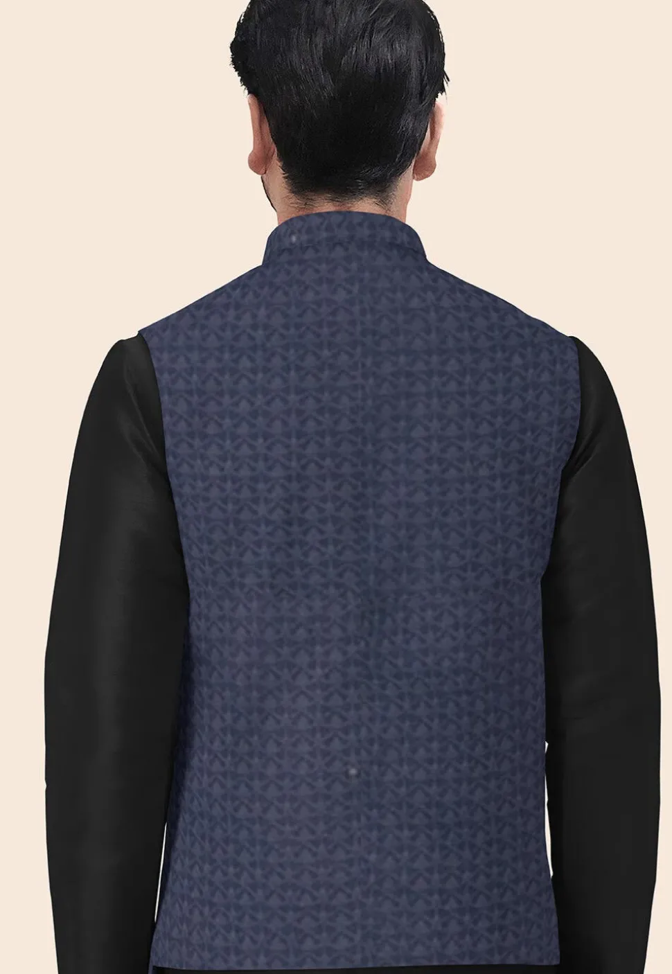 Embroidered Georgette Nehru Jacket in Dark Grey