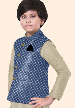 Embroidered Georgette Nehru Jacket in Light Blue