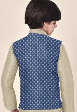 Embroidered Georgette Nehru Jacket in Light Blue