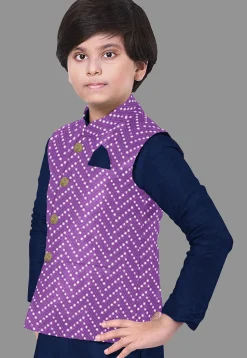 Embroidered Georgette Nehru Jacket in Purple