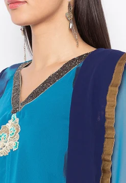Embroidered Georgette Pakistani Suit in Blue
