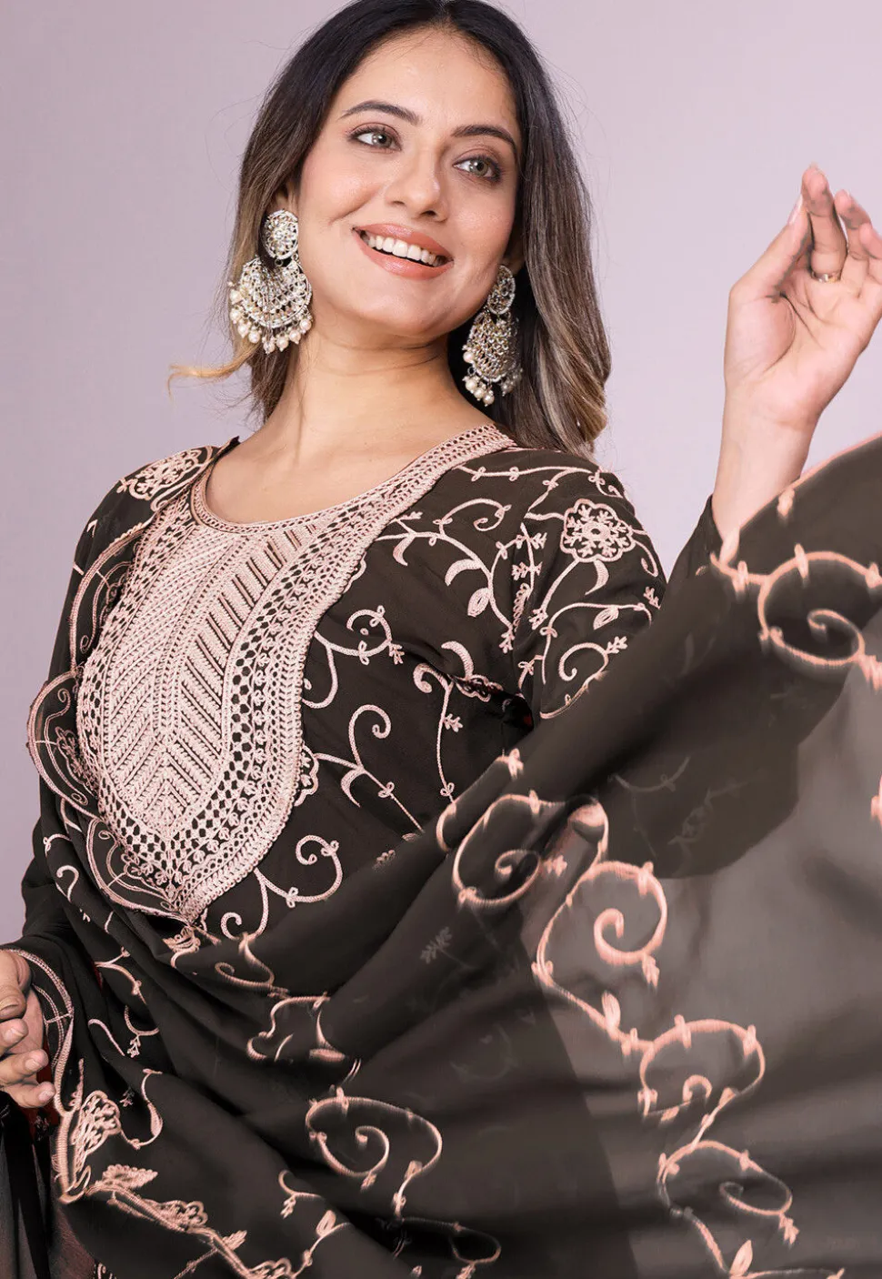 Embroidered Georgette Pakistani Suit in Black