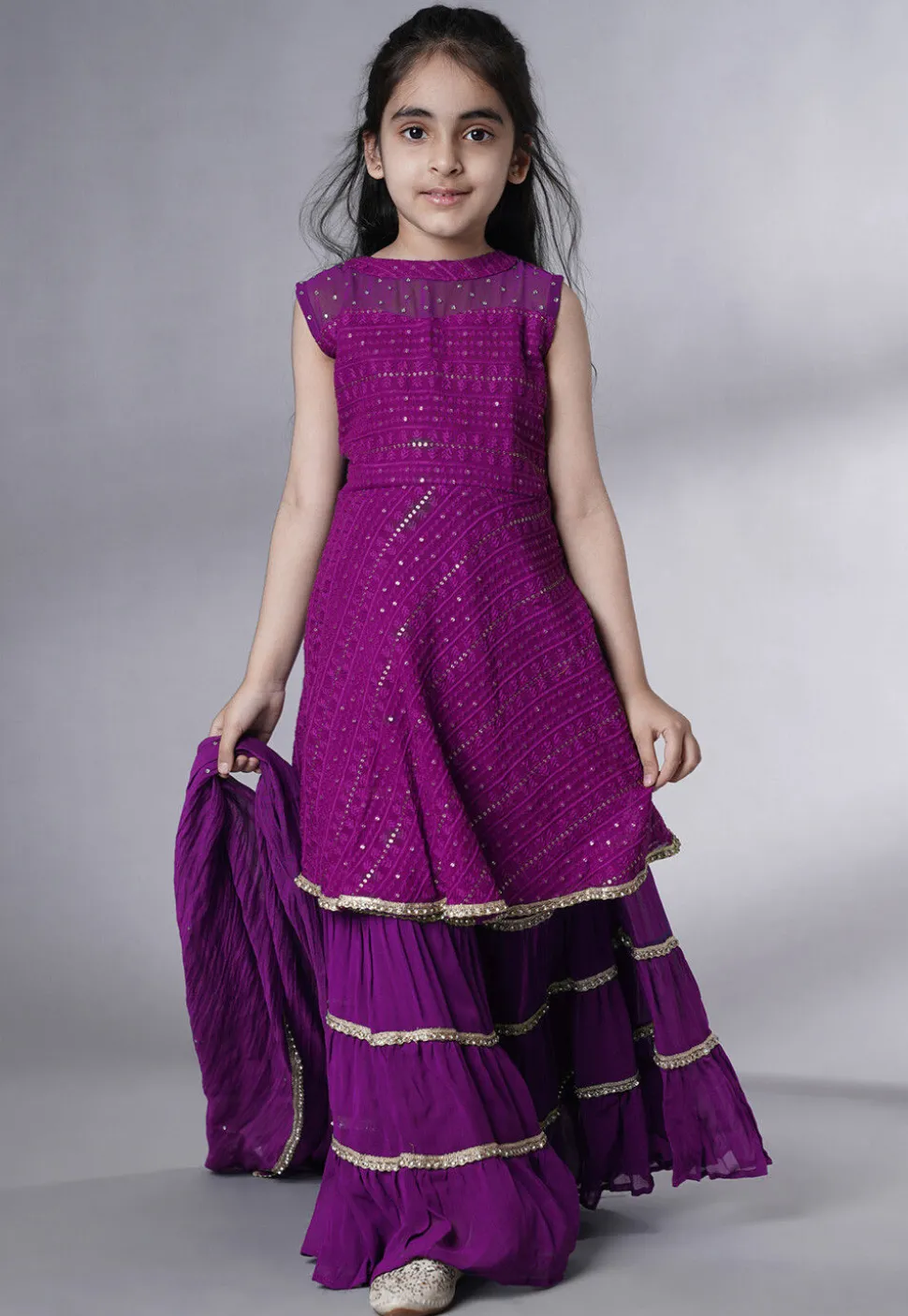 Embroidered Georgette Pakistani Suit in Purple