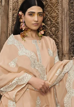 Embroidered Georgette Pakistani Suit in Peach