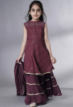 Embroidered Georgette Pakistani Suit in Wine