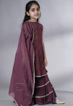 Embroidered Georgette Pakistani Suit in Wine