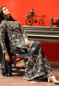 Embroidered Georgette Pakistani Suit in Black