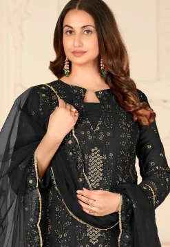 Embroidered Georgette Pakistani Suit in Black
