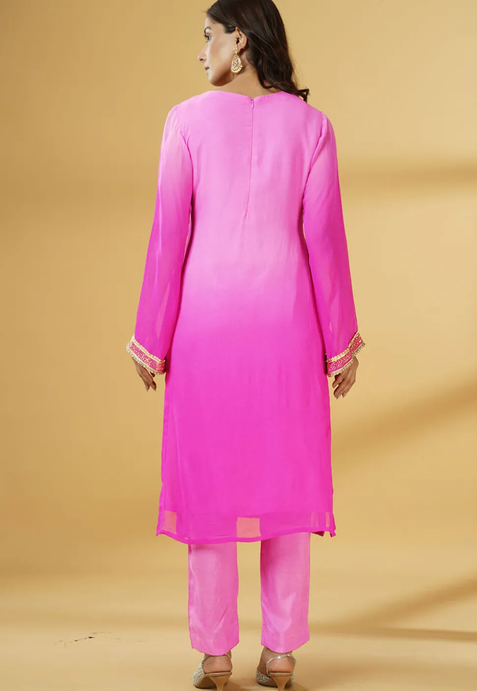 Embroidered Georgette Pakistani Suit in Shaded Fuchsia