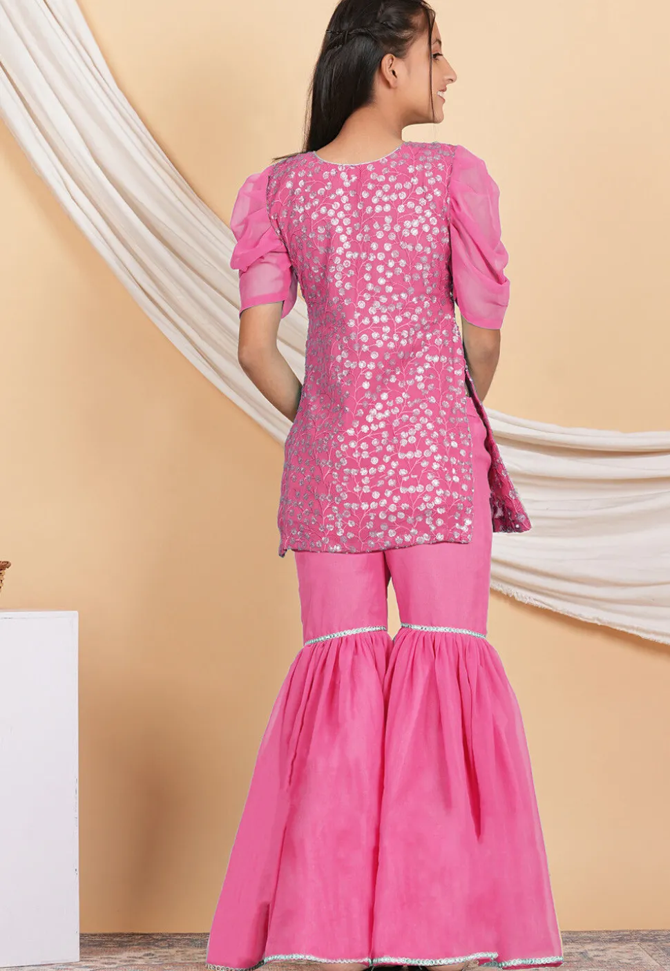 Embroidered Georgette Pakistani Suit in Pink