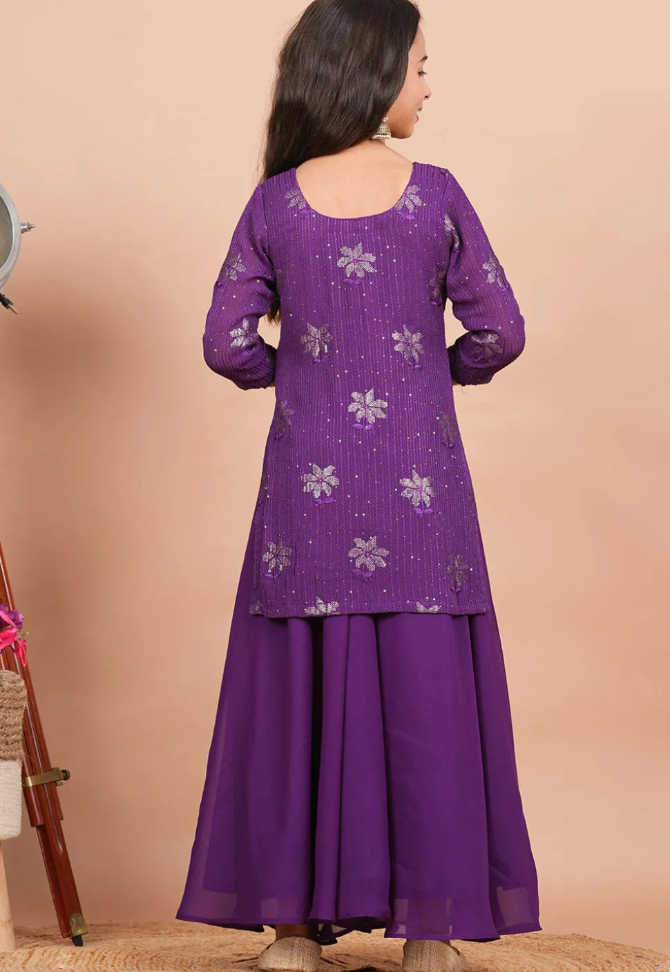 Embroidered Georgette Pakistani Suit in Purple