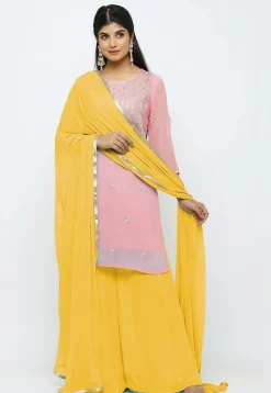 Embroidered Georgette Pakistani Suit in Baby Pink