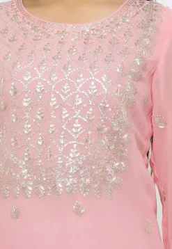 Embroidered Georgette Pakistani Suit in Baby Pink