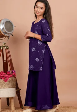 Embroidered Georgette Pakistani Suit in Dark Purple