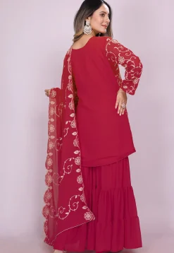 Embroidered Georgette Pakistani Suit in Fuchsia