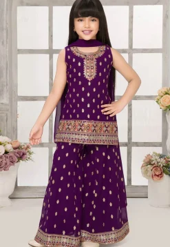 Embroidered Georgette Pakistani Suit in Purple