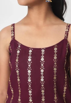 Embroidered Georgette Pakistani Suit in Wine