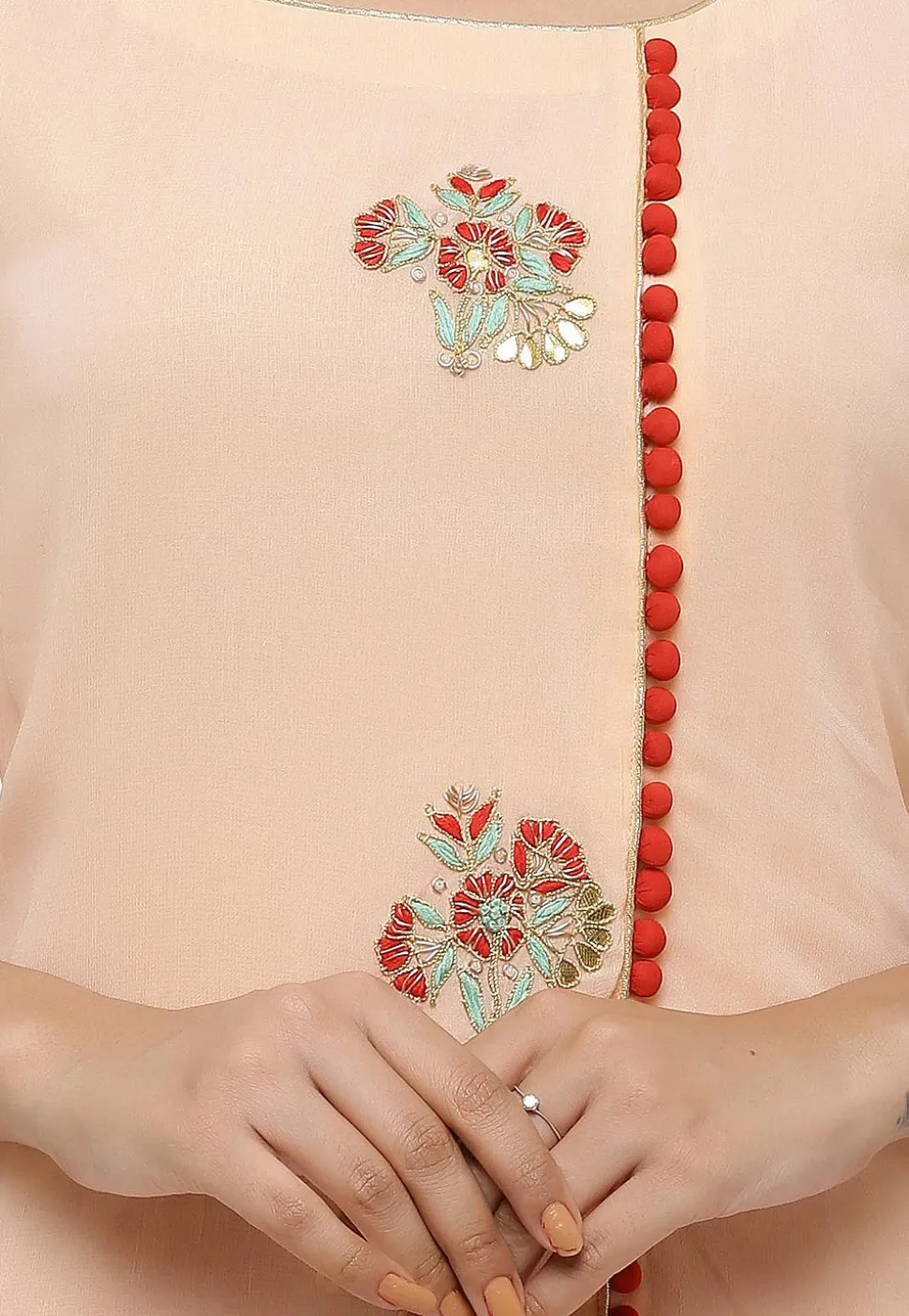 Embroidered Georgette Pakistani Suit in Peach