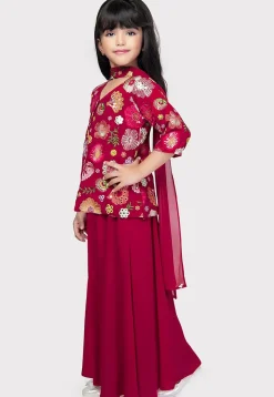 Embroidered Georgette Pakistani Suit in Dark Fuchsia
