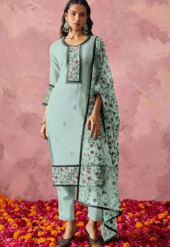 Embroidered Georgette Pakistani Suit in Blue
