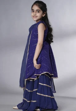 Embroidered Georgette Pakistani Suit in Navy Blue