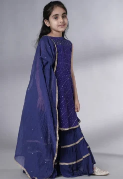 Embroidered Georgette Pakistani Suit in Navy Blue