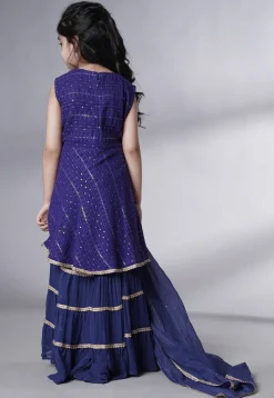 Embroidered Georgette Pakistani Suit in Navy Blue