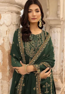 Embroidered Georgette Pakistani Suit in Dark Green