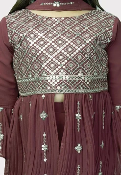 Embroidered Georgette Pakistani Suit in Wine