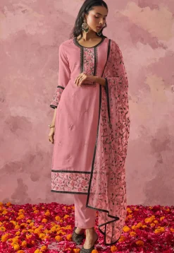 Embroidered Georgette Pakistani Suit in Pink