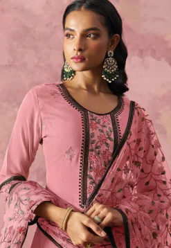 Embroidered Georgette Pakistani Suit in Pink