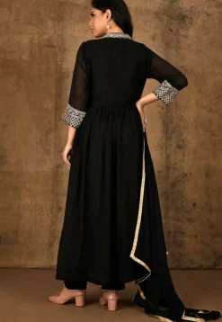 Embroidered Georgette Pakistani Suit in Black
