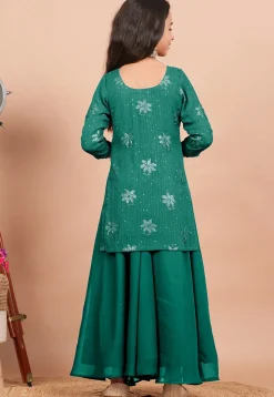 Embroidered Georgette Pakistani Suit in Sea Green