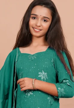 Embroidered Georgette Pakistani Suit in Sea Green