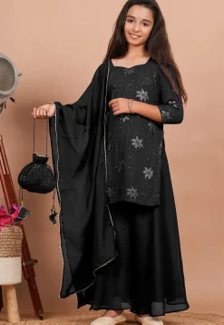 Embroidered Georgette Pakistani Suit in Black