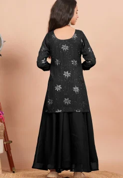 Embroidered Georgette Pakistani Suit in Black